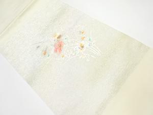 リサイクル　銀彩椿模様刺繍名古屋帯